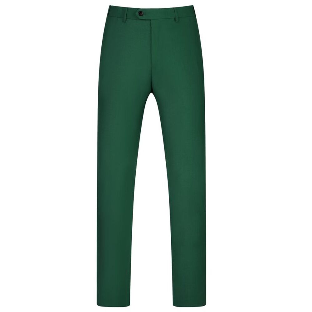 Dress Pants Flat Front Straight Leg Business Formal Suit Trousers Green